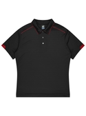 Currumbin Polo Shirt - Men - Polyester Mini Waffle knit - Black/Red