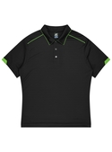 Currumbin Polo Shirt - Men - Polyester Mini Waffle knit - Black/Kawa Green
