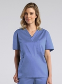 Red Panda V-Neck Scrub Top - Unisex - Ceil Blue