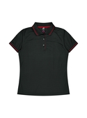 Cottesloe Polo Shirt - Women - Polyester, New mesh knit - Black/Red