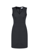 Sleeveless V Neck Dress - Comfort Wool Stretch - Women - Charcoal