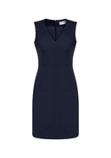 Sleeveless V Neck Dress - Comfort Wool Stretch - Women - Navy