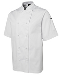 Short Sleeve Polycotton Chef Jackets - Unisex - White