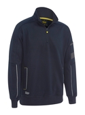Work Fleece 1/4 Zip Pullover With Sherpa Lining - Navy