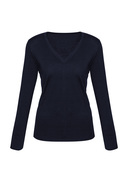 Milano Machine Washable V-Neck Pullover - Women - Navy