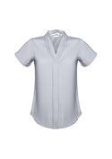 Madison Short Sleeve Blouse - Women - Silver Mist