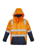 4 in 1 Waterproof Hi Vis Jacket - Vest zips in/out - Men - Orange/Navy
