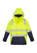 4 in 1 Waterproof Hi Vis Jacket - Vest zips in/out - Men - Yellow/Navy