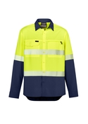Hi Vis Outdoor Segmented Tape Long Sleeve Shirt - Men - Yellow/Navy