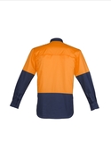 Closed Front Long Sleeve Cotton Hi Vis Shirt - Men - Back View