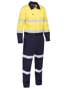 Taped Hi Vis Work Coverall With Waist Zip Opening