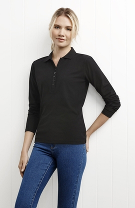 Crew Long Sleeve Poly/Cotton Polo Shirt - Women