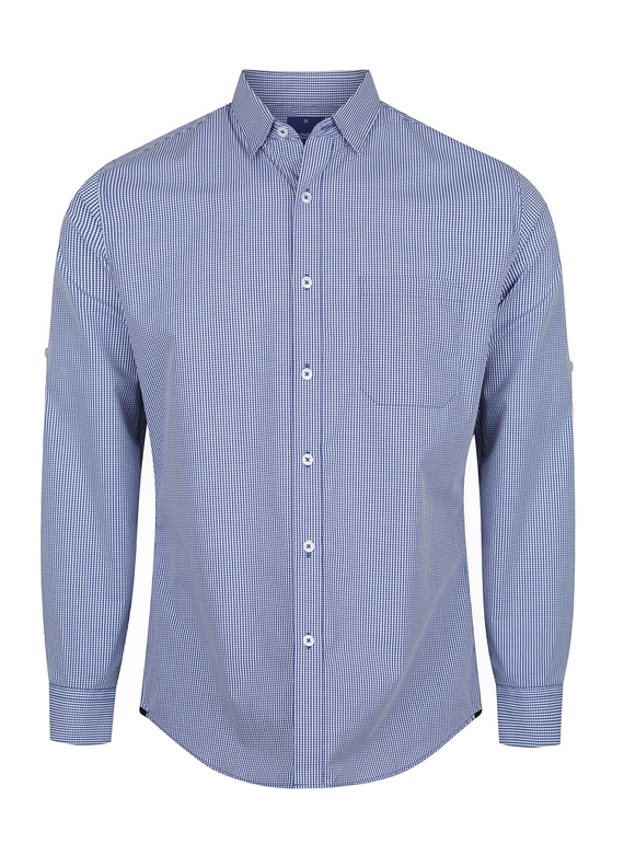 Westgarth Gingham Long Sleeve Slim Fit Shirt - Men - Navy