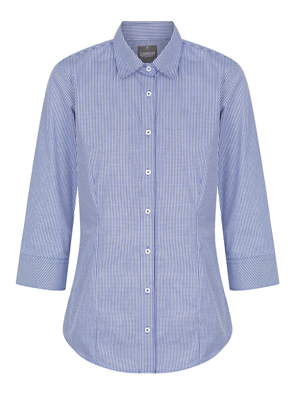 Westgarth Gingham 3/4 Sleeve Shirt - Women - Navy