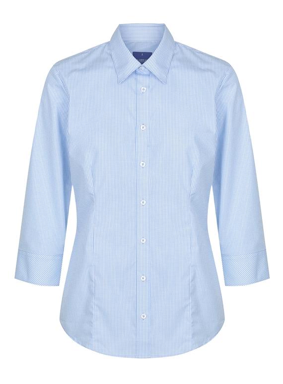 Westgarth Gingham 3/4 Sleeve Shirt - Women - Sky