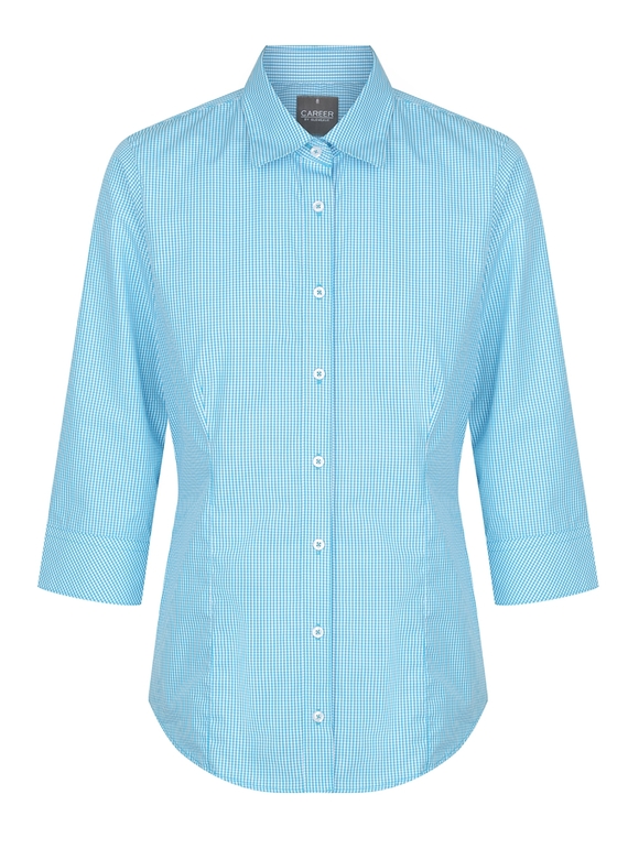 Westgarth Gingham 3/4 Sleeve Shirt - Women - Teal
