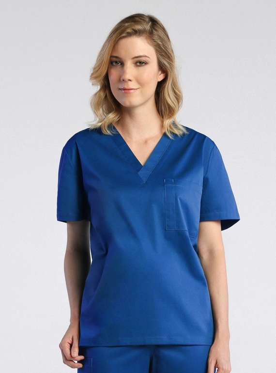 Red Panda V-Neck Scrub Top - Unisex - Royal Blue