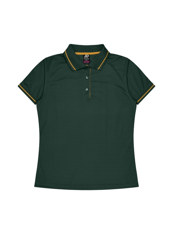 Cottesloe Polo Shirt - Women - Polyester, New mesh knit - Bottle/Gold