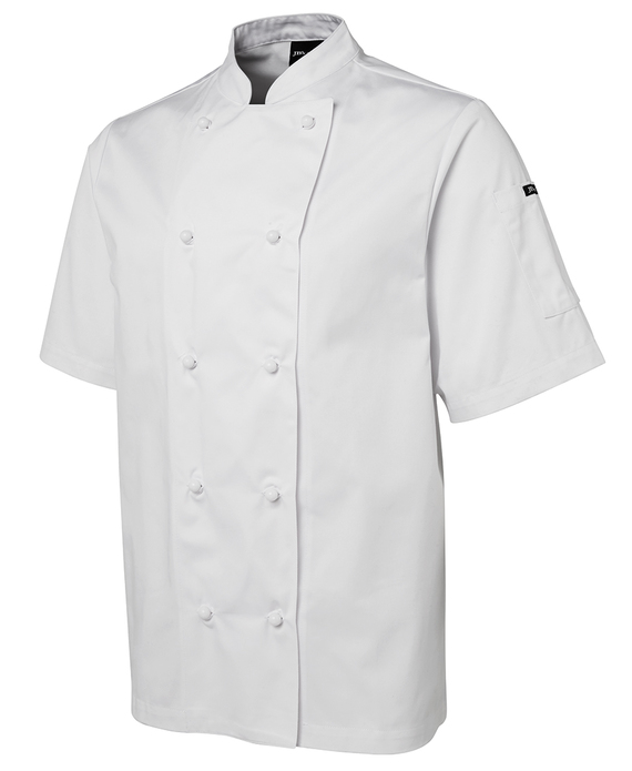 Short Sleeve Polycotton Chef Jackets - Unisex - White