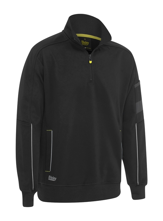 Work Fleece 1/4 Zip Pullover With Sherpa Lining - Black