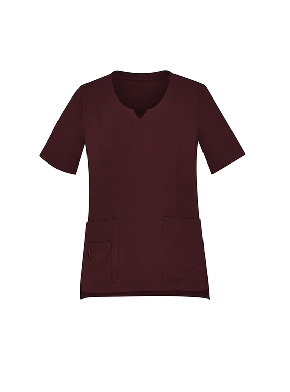 Avery Round Neck Tailored Fit Scrub Top - Women - Burgundy