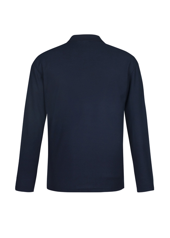 Crew Long Sleeve Poly/Cotton Polo Shirt - Men - Navy