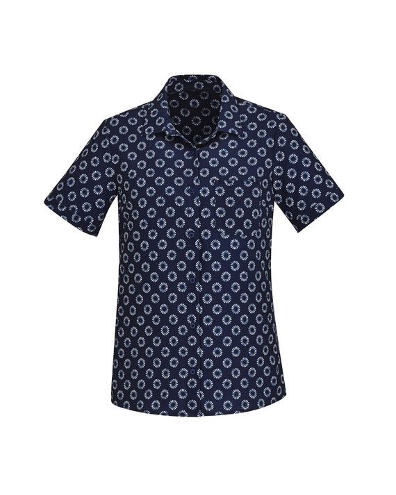 Florence Daisy Print Short Sleeve Shirt - Women - Daisy Navy