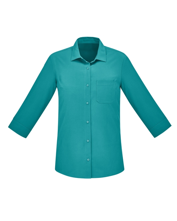 Florence Plain 3/4 Sleeve Shirt - Women - Teal
