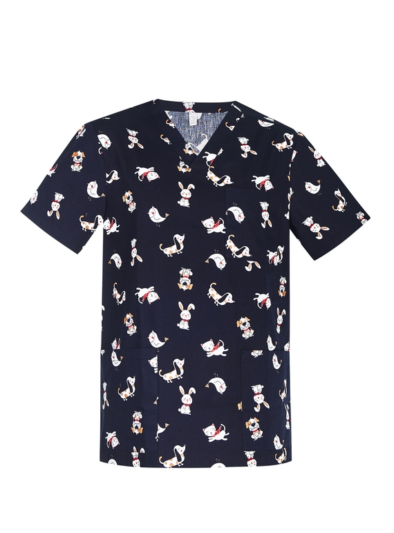 Best Friends Scrub Top - Men - Midnight Navy