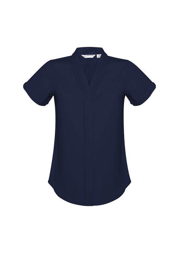 Madison Short Sleeve Blouse - Women - Midnight Blue