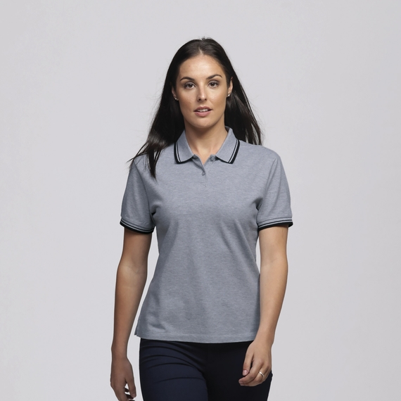 Stanton 100% Cotton Polo Shirt - Women - Grey Marle/Black