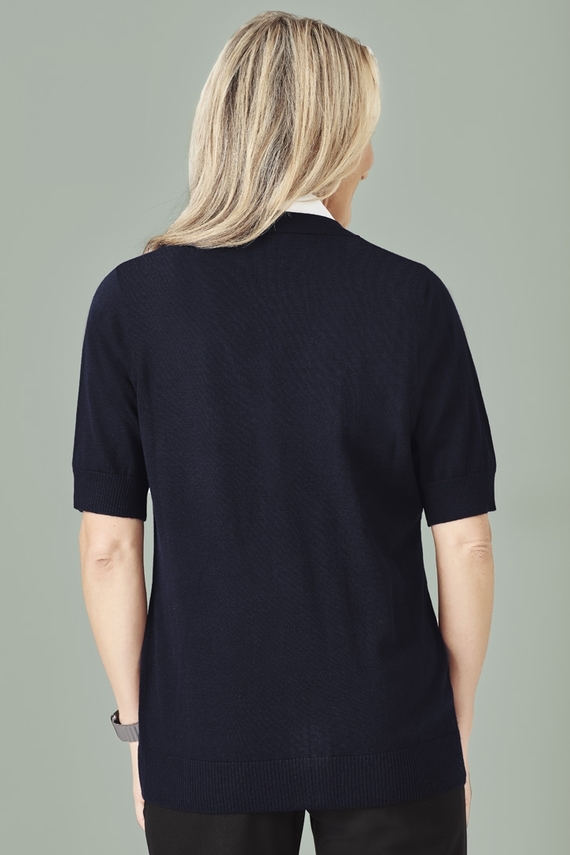 Zip Front Short Sleeve Cardigan - Women - Back