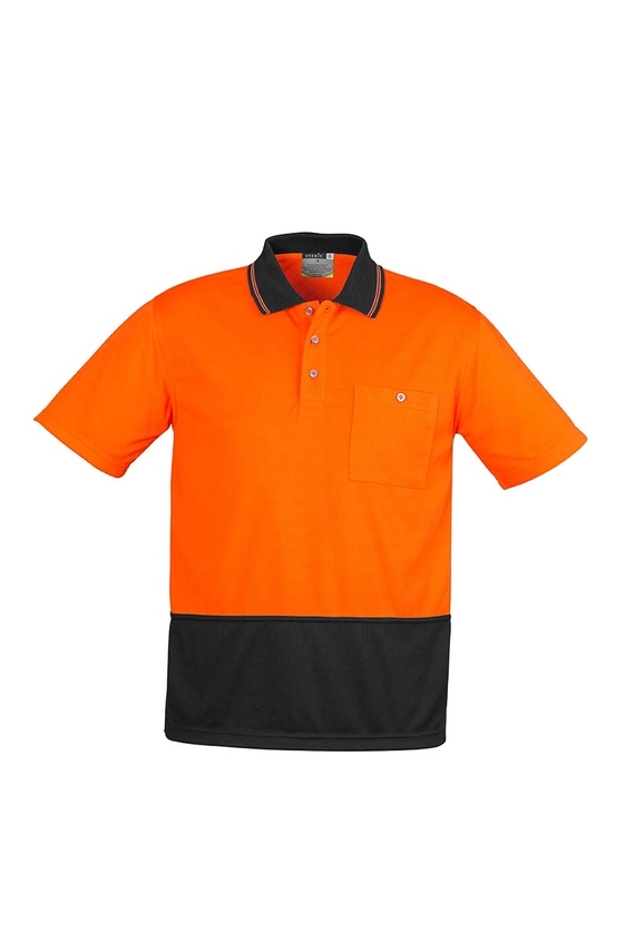 Basic Short Sleeve Hi Vis Polo Shirt - Unisex - Orange/Black
