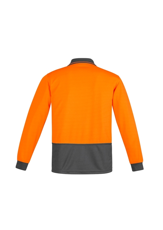 Comfort Back Long Sleeve Hi Vis Polo Shirt - Men - Back View