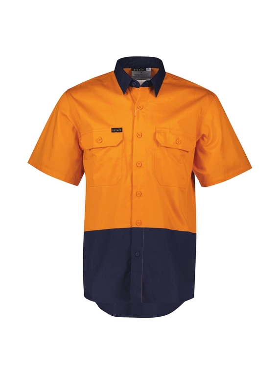 Hi Vis Short Sleeve Shirt - Men - Orange/Navy