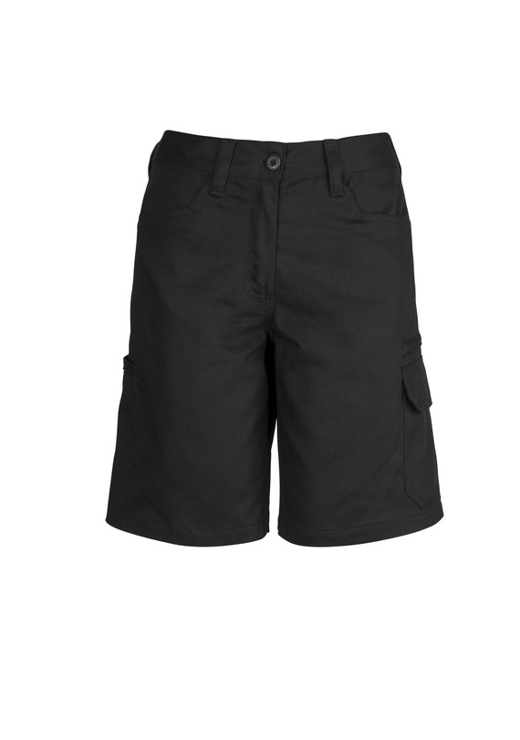 Plain Utility Work Shorts Cotton Drill - Women - Black