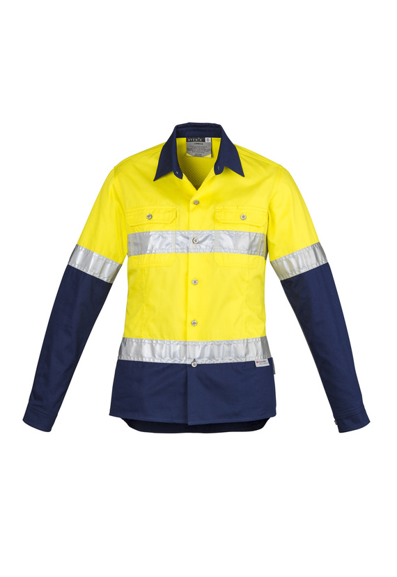Industrial Long Sleeve Shirt - Hoop Taped - Women - Yellow/Navy 